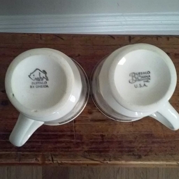 Vintage Buffalo Oneida Restaurant Ware Footed Coffee Cup Mug Brown Stripe 2 - Picture 7 of 12